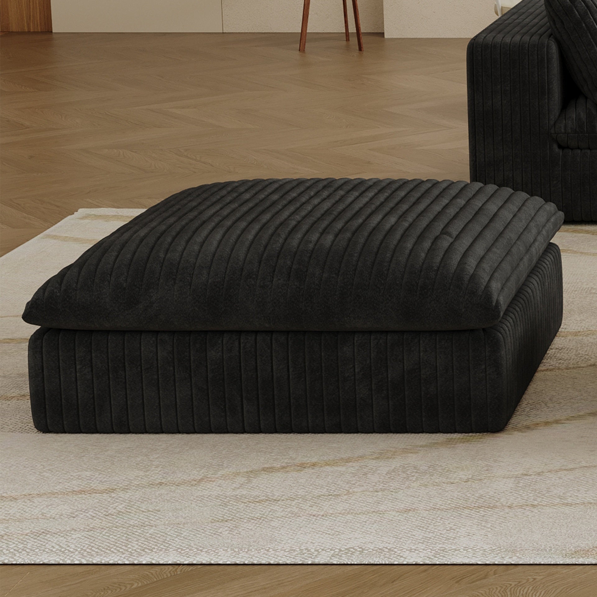 Cloud Sofa,Corduroy Fabric,Deep Seat Couches,Double-layer design,Removable Cushion,No Assembly, DIY Combination for Living room, Bedroom,Conference room ,Apartment,Black