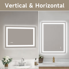28x36" Frameless Tempered MirrorDual LED Light StripsFront and Back Lighting