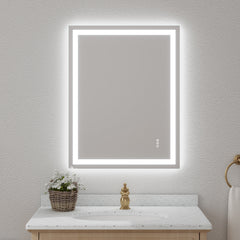 28x36" Frameless Tempered MirrorDual LED Light StripsFront and Back Lighting