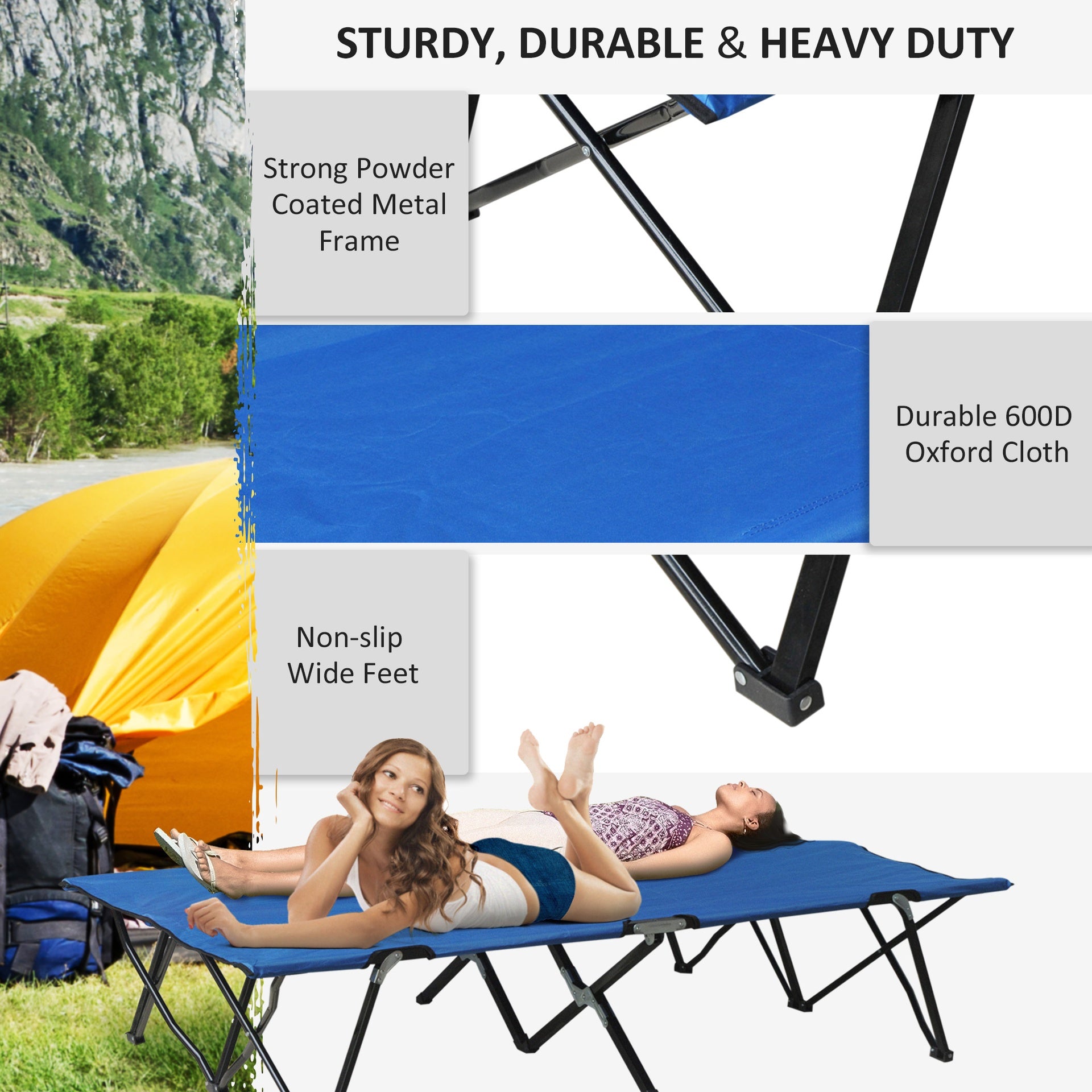 Folding Camping Cot for Adults, Extra Wide Outdoor Portable Sleeping Cot