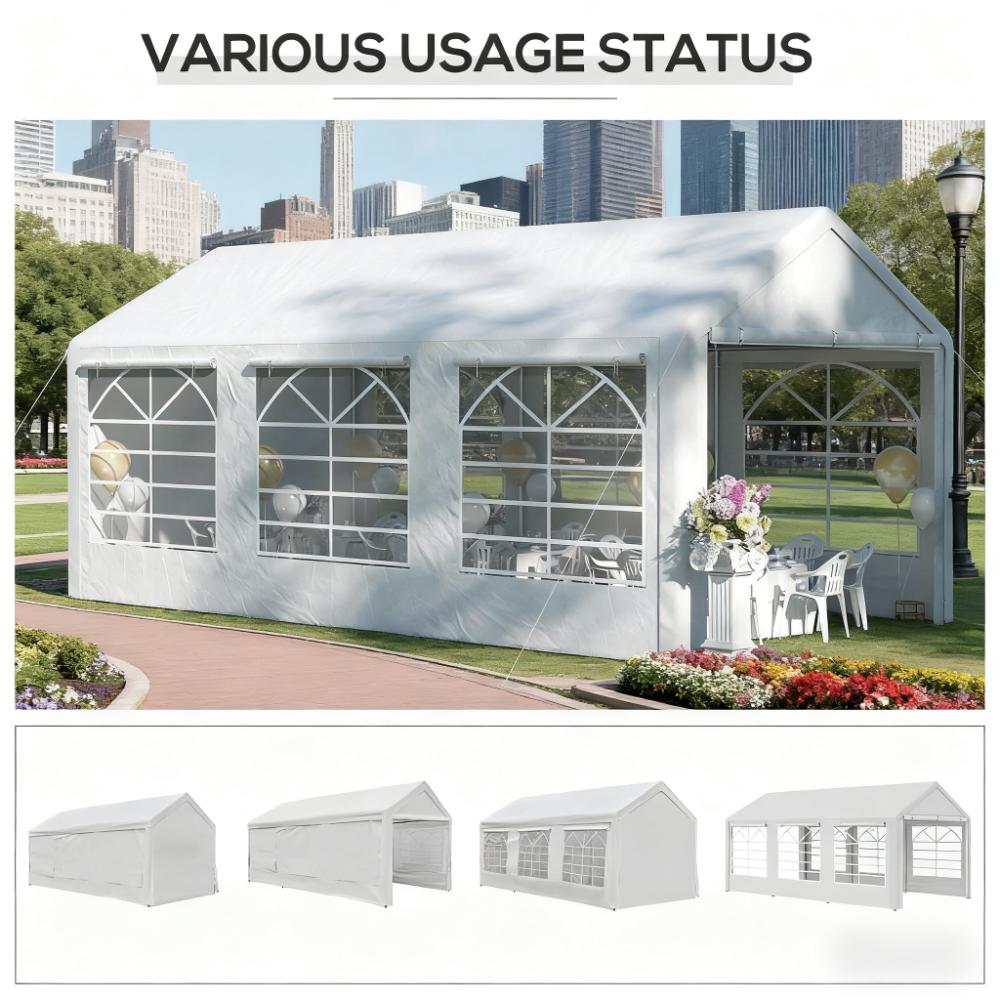 White Party Tent  10' x 20' Heavy Duty Party Tent  Large Canopy Tent, Sun Shade Shelter for Parties, Wedding, Outdoor Events, BBQ,