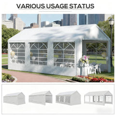 White Party Tent  10' x 20' Heavy Duty Party Tent  Large Canopy Tent, Sun Shade Shelter for Parties, Wedding, Outdoor Events, BBQ,