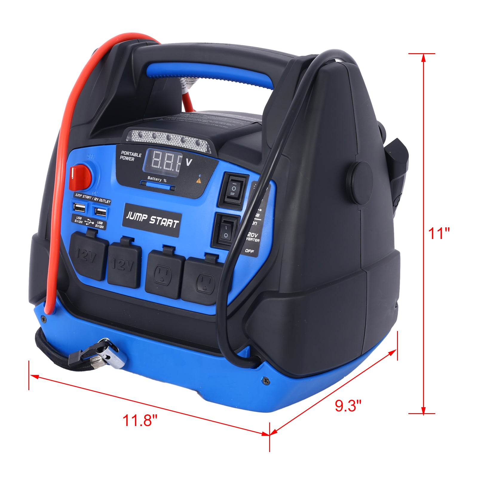 Rechargeable  Jump Starter for Gas Diesel Vehicles - 1800 Amps with Air Compressor and AC, 12V DC, USB Power Station