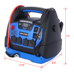Rechargeable  Jump Starter for Gas Diesel Vehicles - 1800 Amps with Air Compressor and AC, 12V DC, USB Power Station