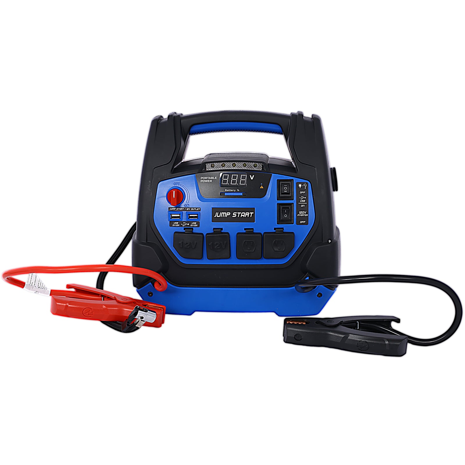 Rechargeable  Jump Starter for Gas Diesel Vehicles - 1800 Amps with Air Compressor and AC, 12V DC, USB Power Station
