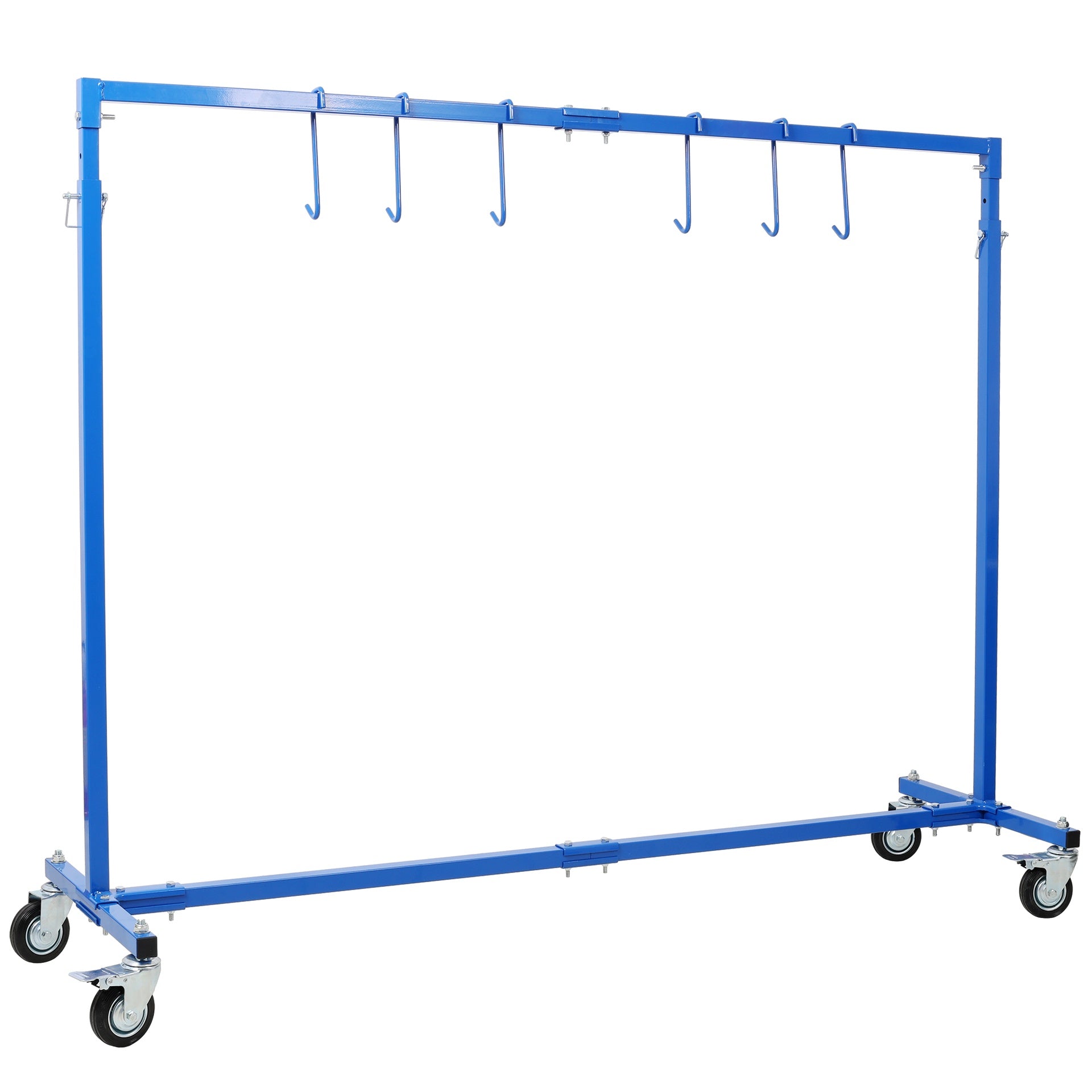 Adjustable Height Paint Hanger Drying Rack,Mobile Auto Body Shop Painting Stand with 6 Hanging Hooks,Blue