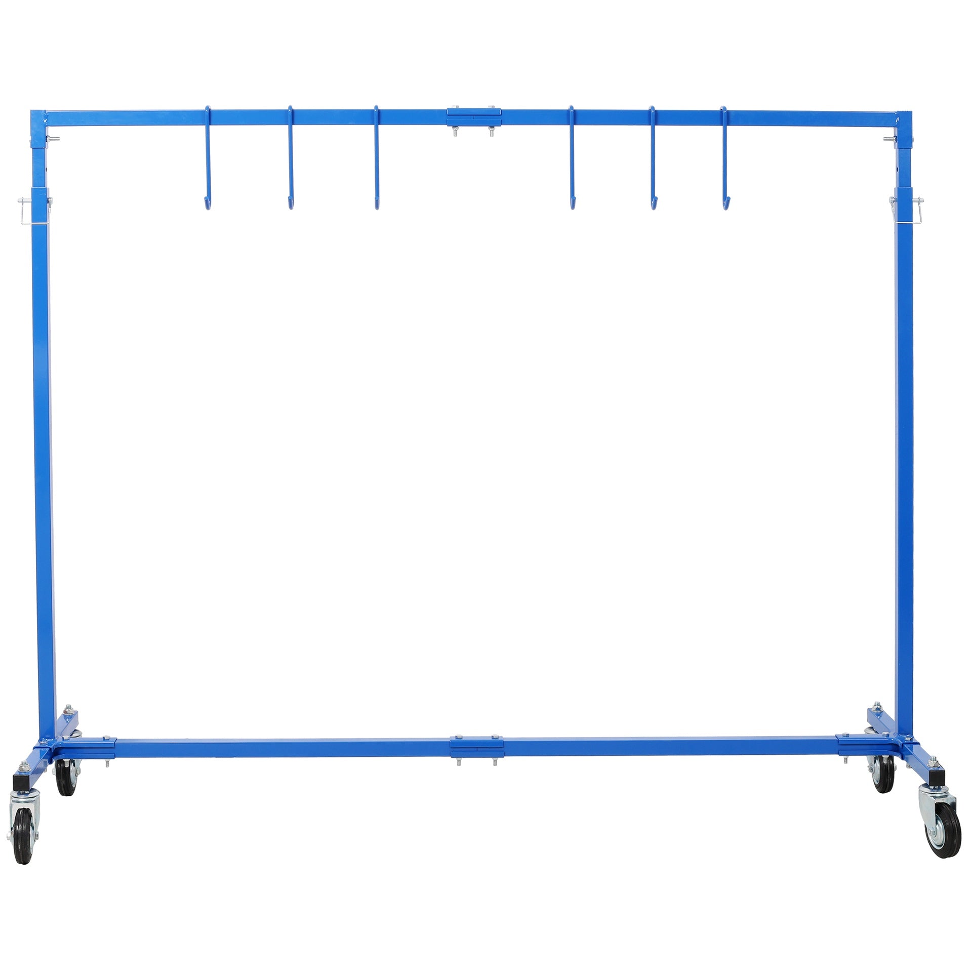 Adjustable Height Paint Hanger Drying Rack,Mobile Auto Body Shop Painting Stand with 6 Hanging Hooks,Blue
