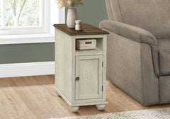 Accent Table, End, Side Table, Bedroom, Nightstand, Narrow, Lamp, Storage, Antique White Veneer, Brown Veneer, Traditional