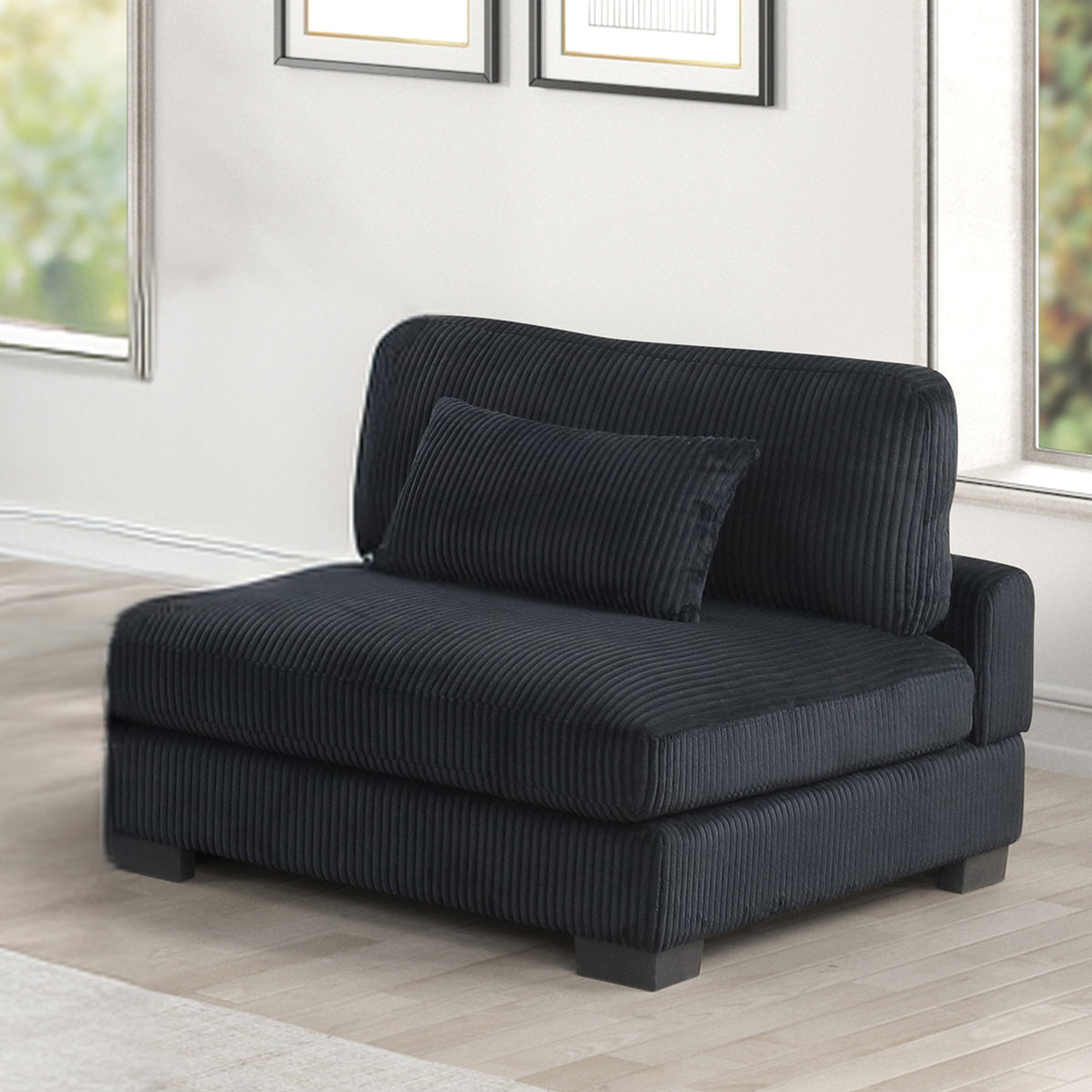 Bentley modern style Corduroy fabric upholstered ARMLESS CHAIR made with wood frame in Black same as G150110449 (NJ Warehouse inventory)