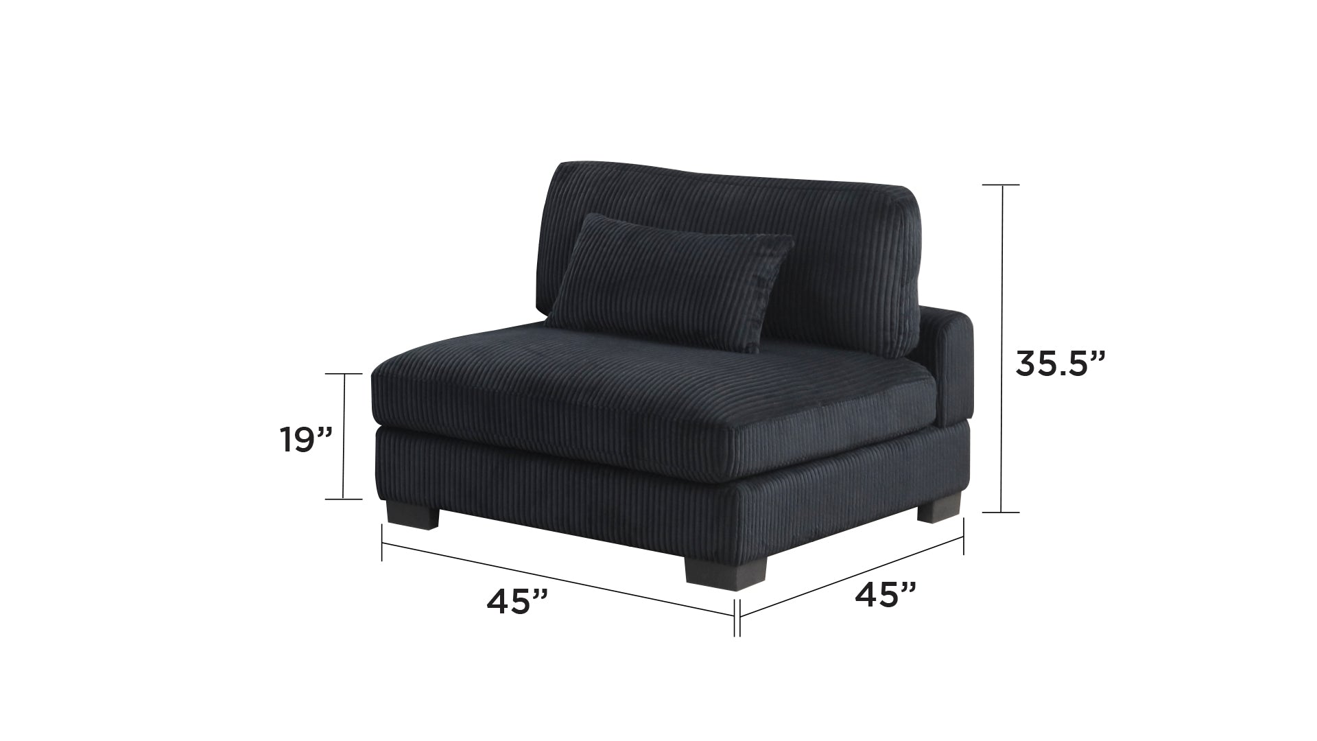 Bentley modern style Corduroy fabric upholstered ARMLESS CHAIR made with wood frame in Black same as G150110449 (NJ Warehouse inventory)