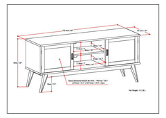 Draper 60 inch Wide Solid Wood Mid Century Low TV Stand in Teak Brown For TVs up to 65 inches