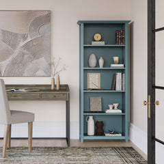 Amherst 30 inch Solid Wood 5 Shelf Bookcase in French Blue