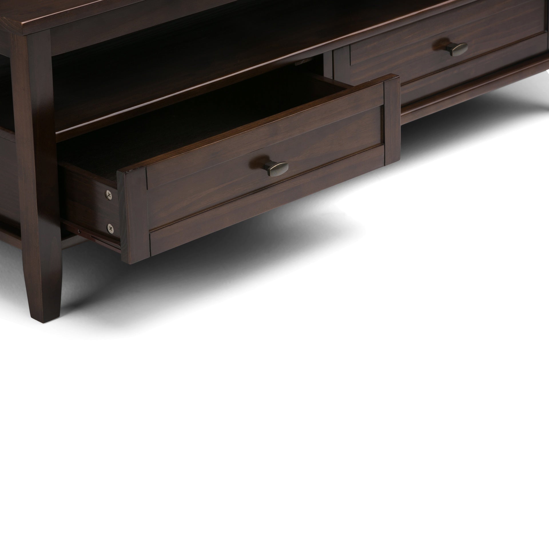 Warm Shaker Solid Wood 48 inch Wide Transitional Coffee Table in Tobacco Brown