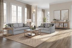 Sofa with Skirt and Reversable Cushions and 2 Pillows