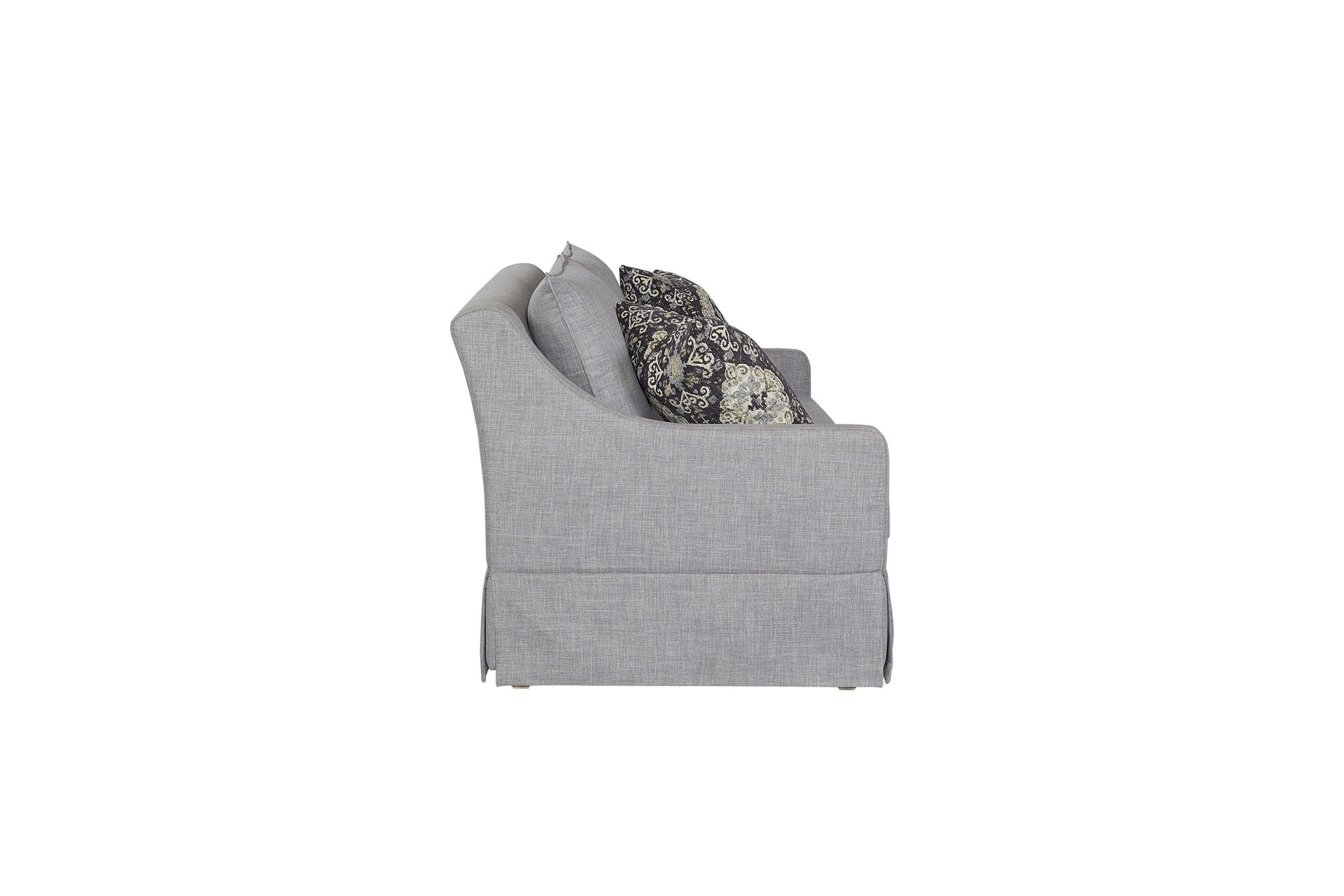 Sofa with Skirt and Reversable Cushions and 2 Pillows