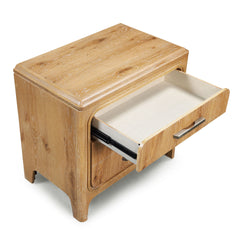 1pc Natural Wood Finish Three Drawer Nightstand Wooden Bedroom Furniture