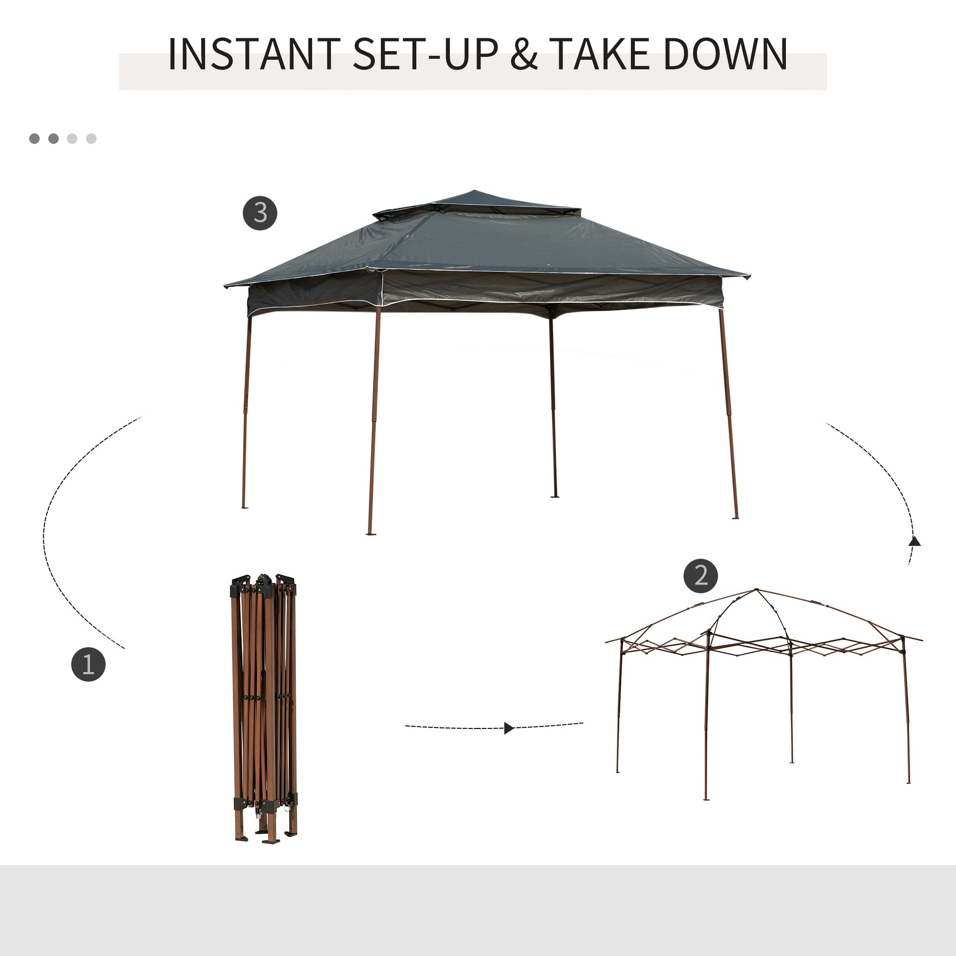 Outsunny 11' x 11' Pop Up Canopy, Outdoor Patio Gazebo Shelter with Removable Zipper Netting, Instant Event Tent w/ 114 Square Feet of Shade and Carry Bag for Backyard, Garden, Dark Gray