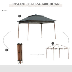 Outsunny 11' x 11' Pop Up Canopy, Outdoor Patio Gazebo Shelter with Removable Zipper Netting, Instant Event Tent w/ 114 Square Feet of Shade and Carry Bag for Backyard, Garden, Dark Gray