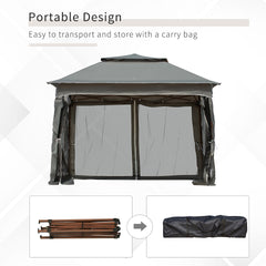 Outsunny 11' x 11' Pop Up Canopy, Outdoor Patio Gazebo Shelter with Removable Zipper Netting, Instant Event Tent w/ 114 Square Feet of Shade and Carry Bag for Backyard, Garden, Dark Gray