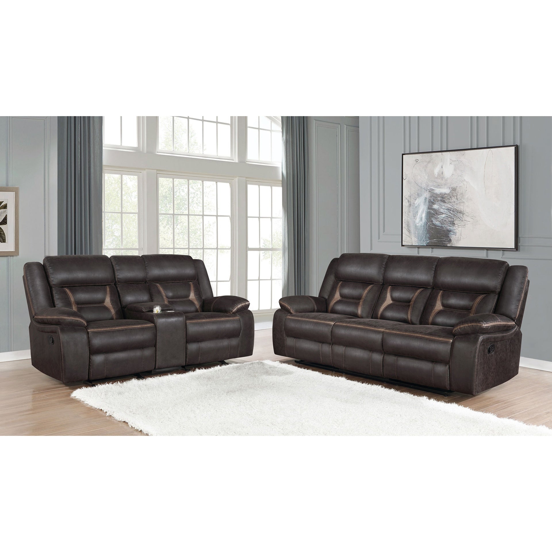 Brazelton Brown 2-piece Pillow Top Arm Motion Living Room Set