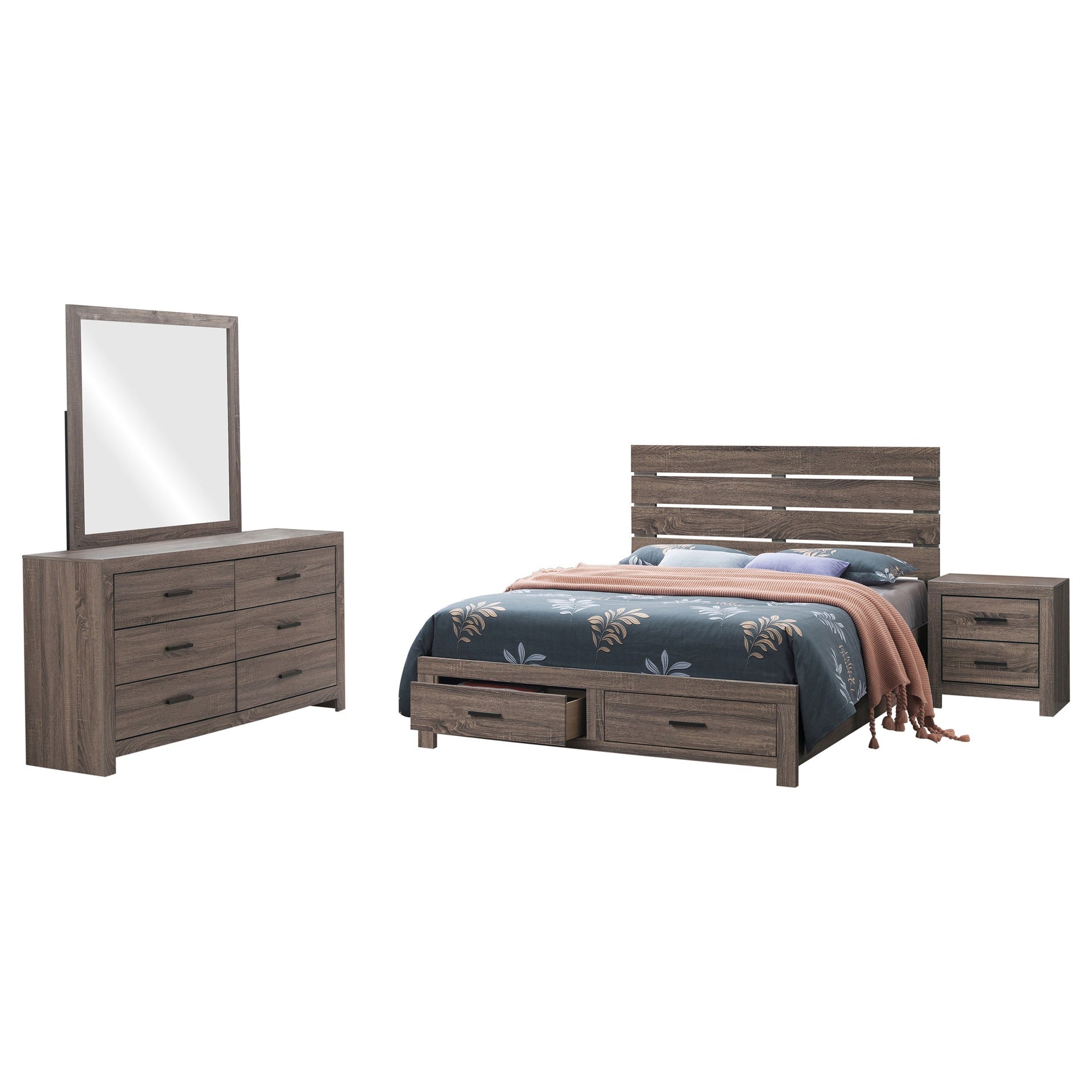 Sherwood Barrel Oak 4-piece Queen Bedroom Set