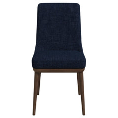 Minimalist Kate Mid-Century Modern Dining Chair (Set of 2) with Polyester Blend Upholstery in Blue for Home Kitchen