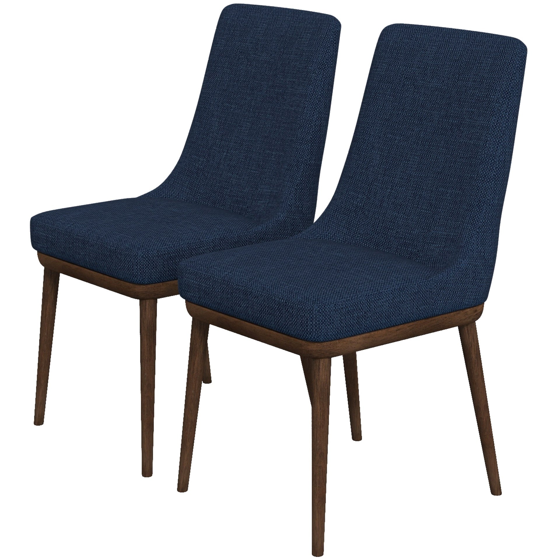 Minimalist Kate Mid-Century Modern Dining Chair (Set of 2) with Polyester Blend Upholstery in Blue for Home Kitchen