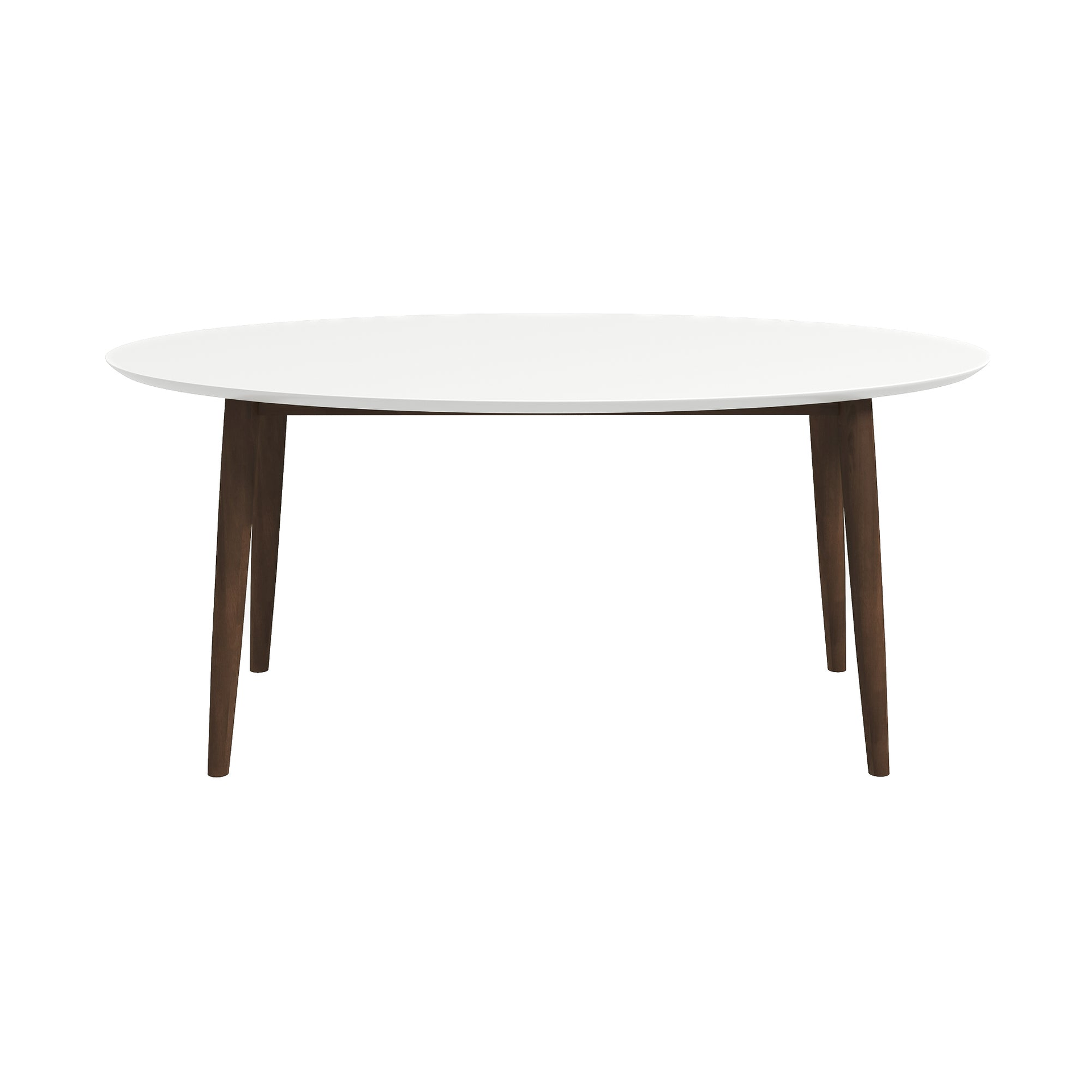 Ada Mid Century Modern Style Solid Wood Dining Table with White Top - Oval Design, Brown and White Finish 29.7"H x 35.4"D x 66.9"W