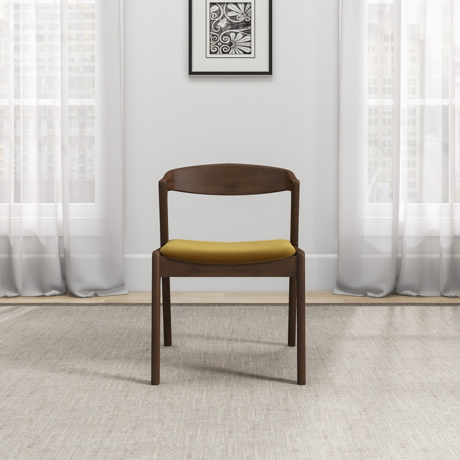 Dakota Dark Yellow Velvet Dining Chair (Set Of 2)