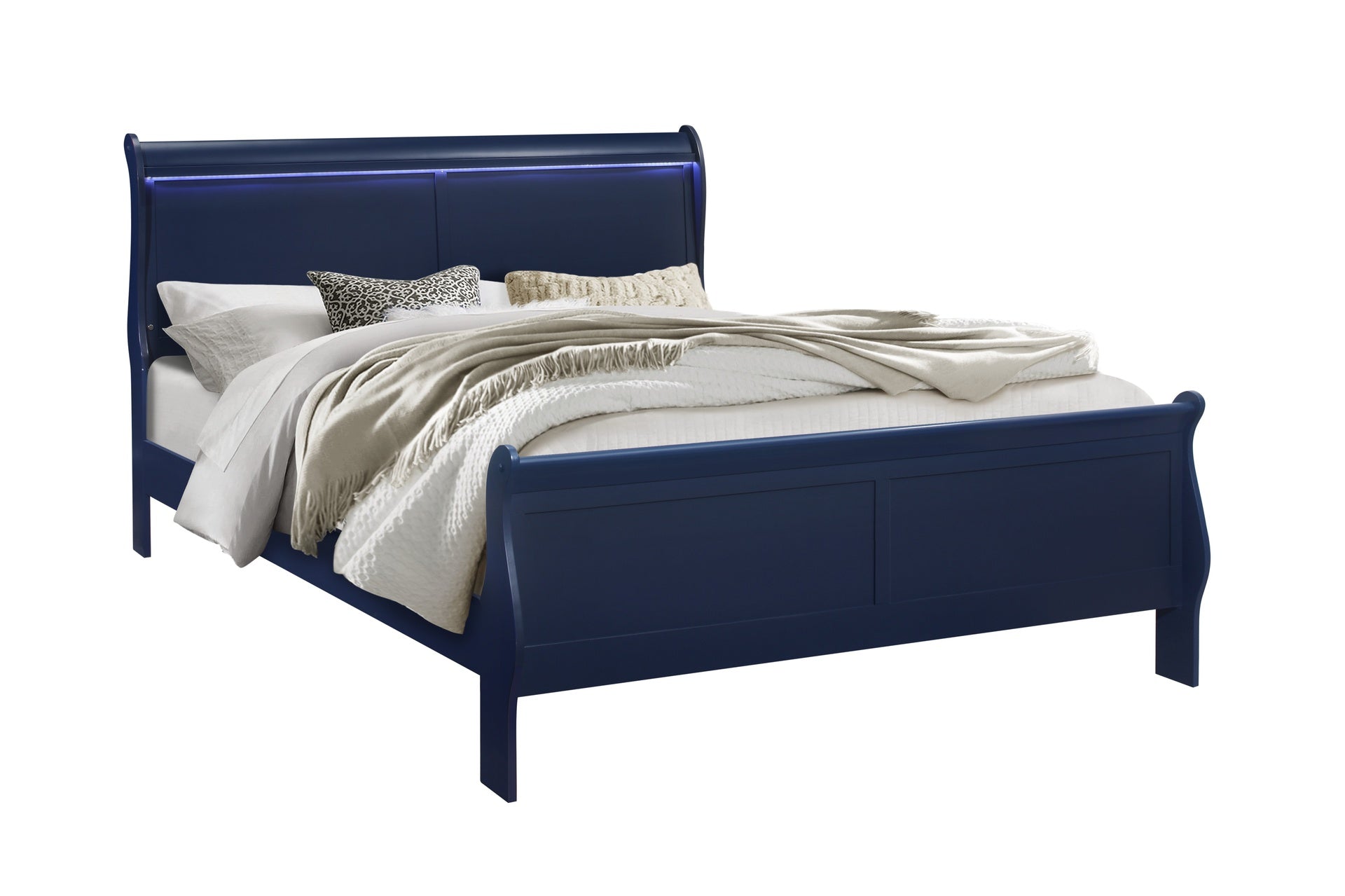 CHARLSTON BLUE TWIN BED WITH LED