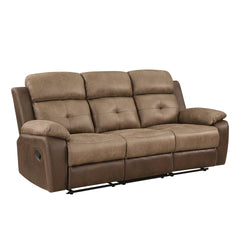 Plush Comfort Motion Sofa Brown Microfiber Upholstered Solid Wood Frame Living Room Furniture 1pc Dual Reclining Sofa Plush Arms
