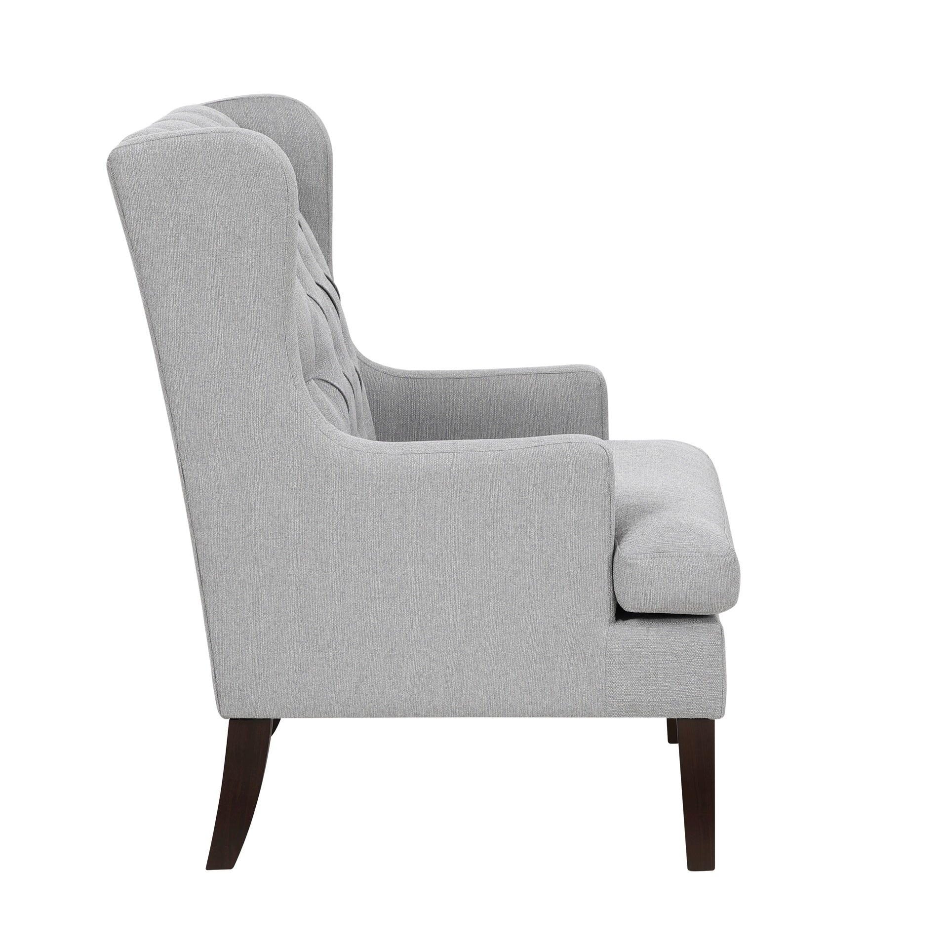 1pc Accent Chair Button-Tufted Gray Fabric Upholstery Foam Cushion Seat Living Room Furniture
