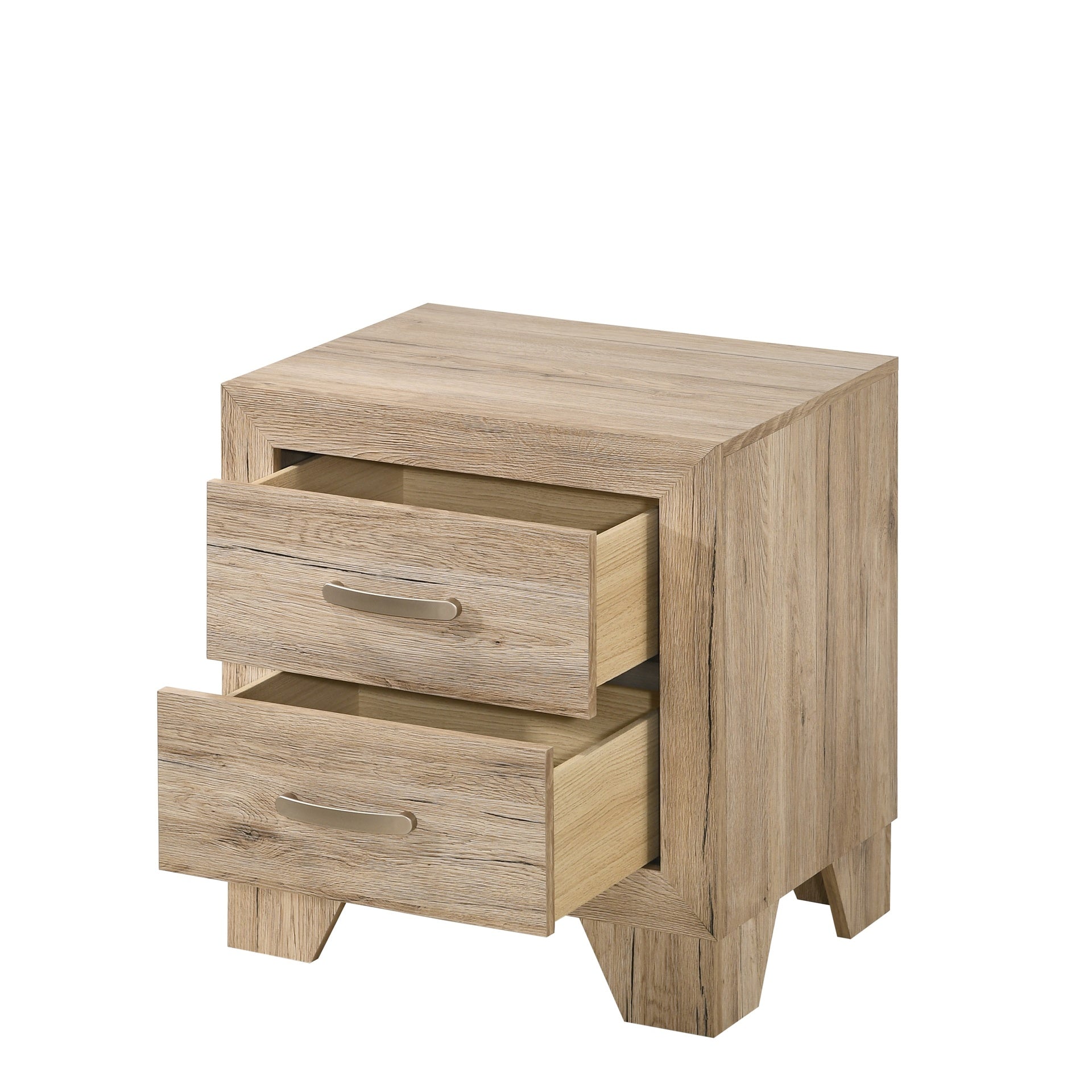 Natural Finish 2-Drawer Contemporary Nightstand Wooden Bedroom Furniture 1pc