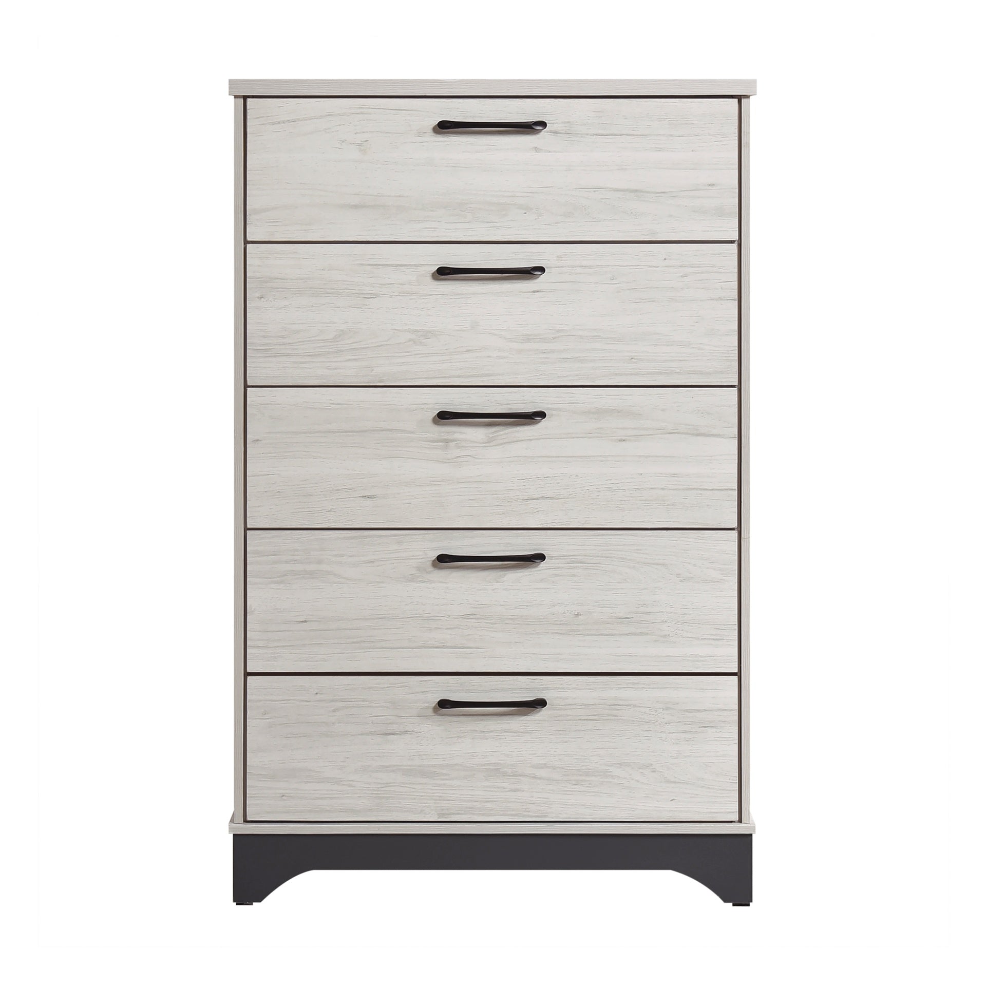 Contemporary Two-Tone White Oak and Gray Finish 5-Drawer Storage Chest Bedroom Furniture 1pc