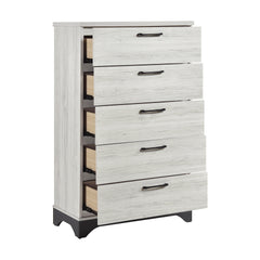 Contemporary Two-Tone White Oak and Gray Finish 5-Drawer Storage Chest Bedroom Furniture 1pc