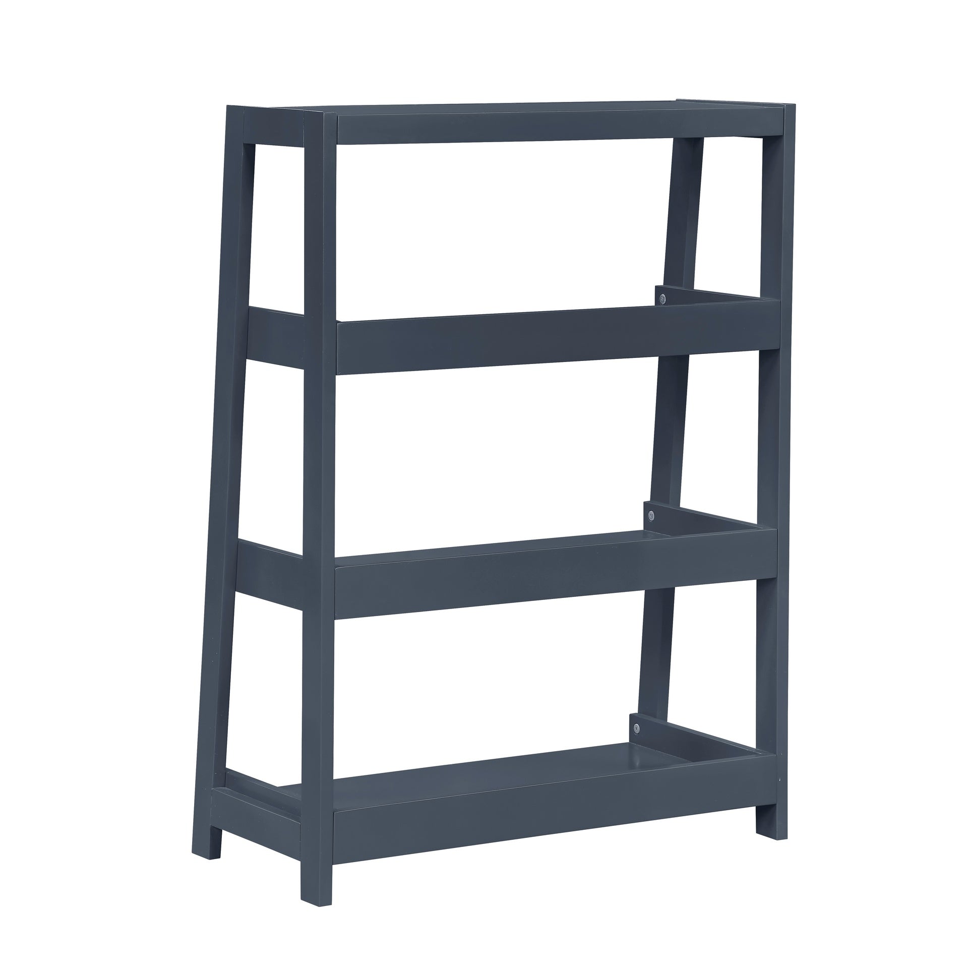 Modern Traditional Bookcase 3-Shelves Sleek Blue Finish Wooden Furniture 1pc Display Rack