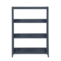 Modern Traditional Bookcase 3-Shelves Sleek Blue Finish Wooden Furniture 1pc Display Rack