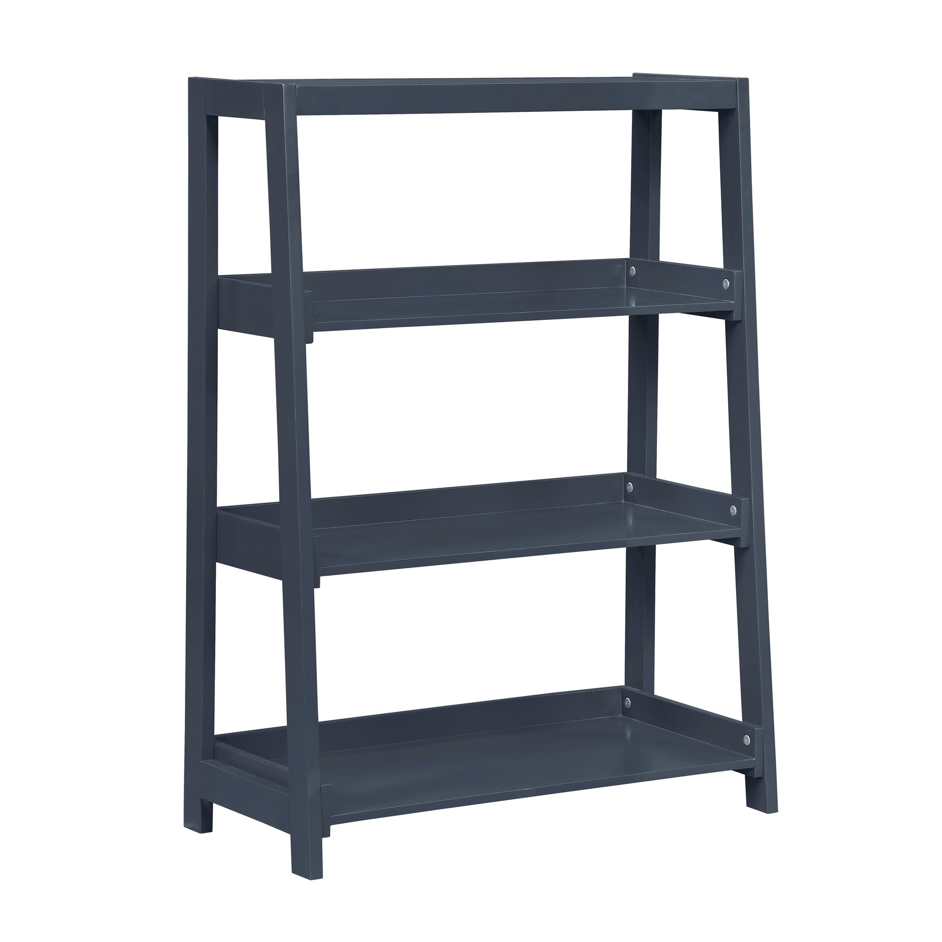 Modern Traditional Bookcase 3-Shelves Sleek Blue Finish Wooden Furniture 1pc Display Rack