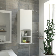 Mila Bathroom Cabinet, with Two Internal Shelves, Two External Shelves and Single Door, White