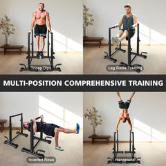 Dip Bar Station Set, 6 Level Adjustable Pull Up Bars, 1200lbs Heave Duty Parallettes Bars, Dip Station for Full Body Workout Fitness