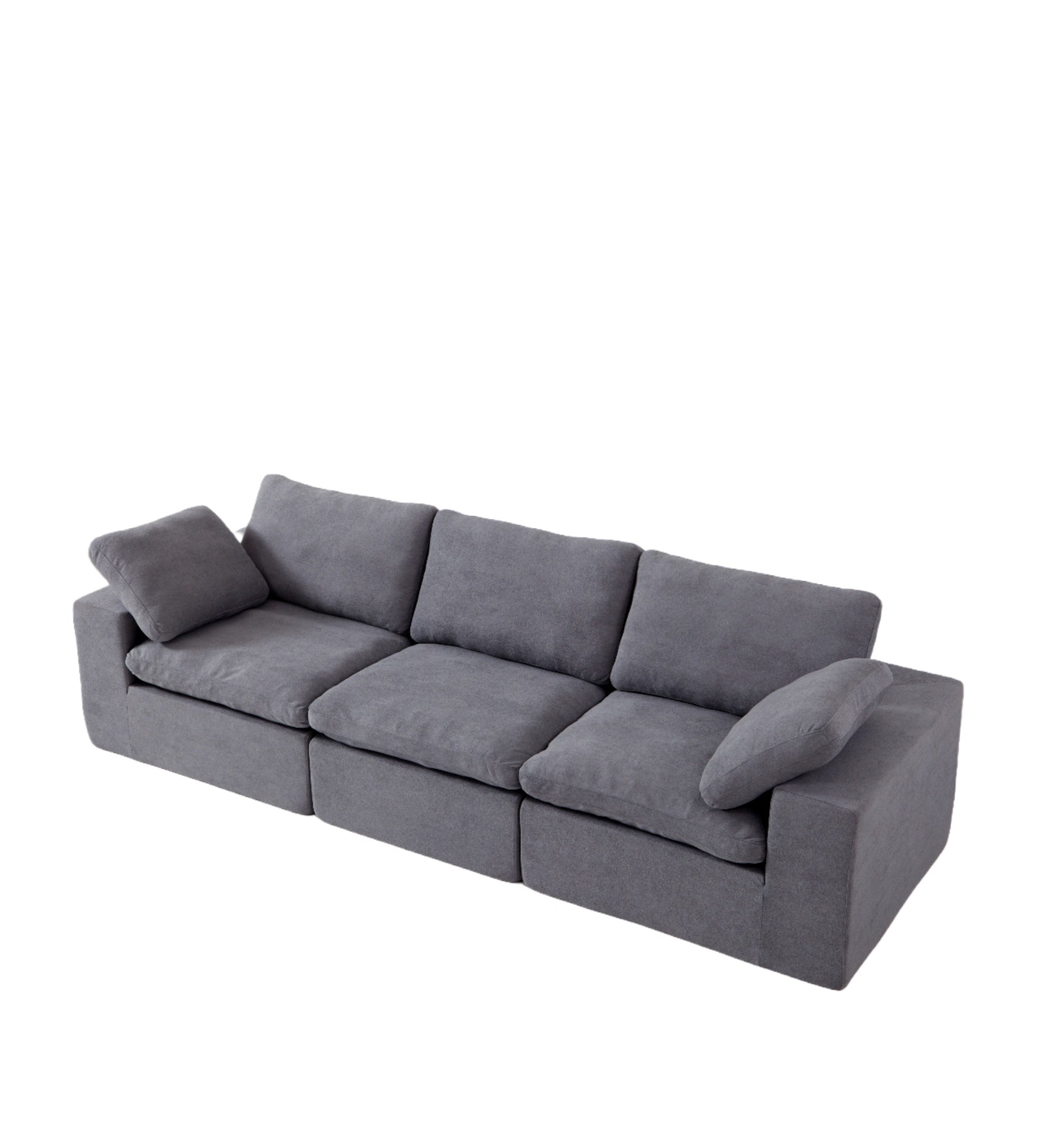 Chenille Fabric Upholstered Sofa, Oversized Comfy Cloud 3-Seater Sofa Couch, Double Plush Cushion for Living Room,Grey