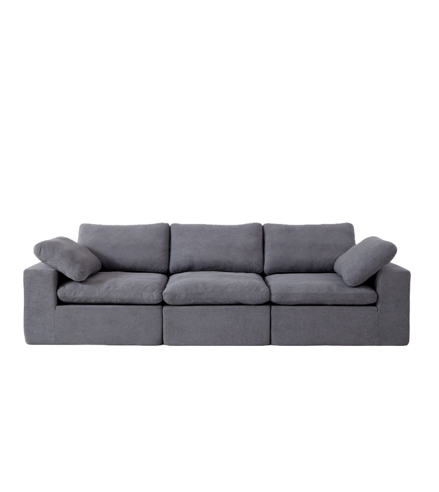 Chenille Fabric Upholstered Sofa, Oversized Comfy Cloud 3-Seater Sofa Couch, Double Plush Cushion for Living Room,Grey