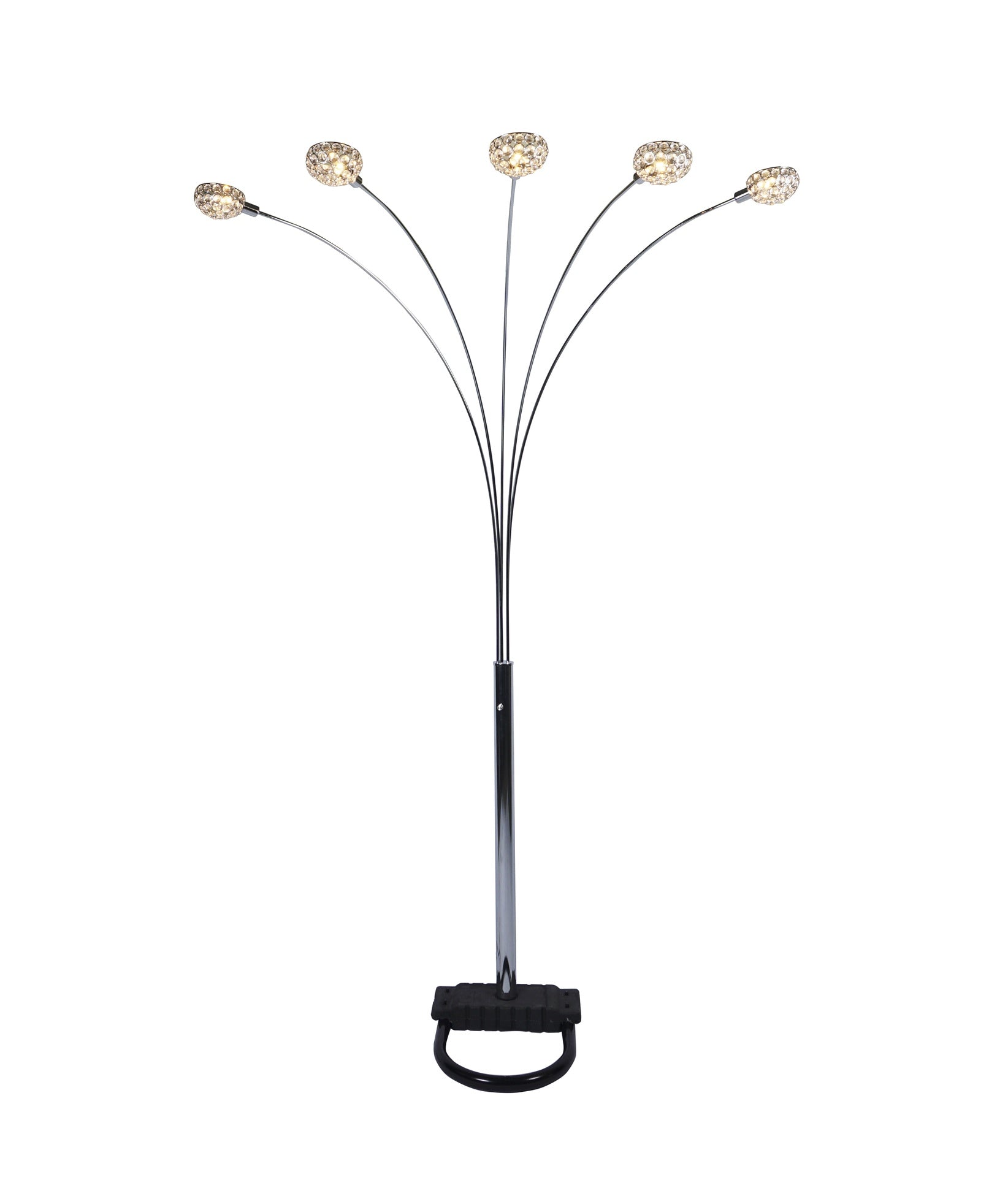 1pc Modern Design Classic Luxury Sleek Multi-head Floor Lamp Half Moon Radiant Crystal-encrusted Sleek Metallic Stems Living Room