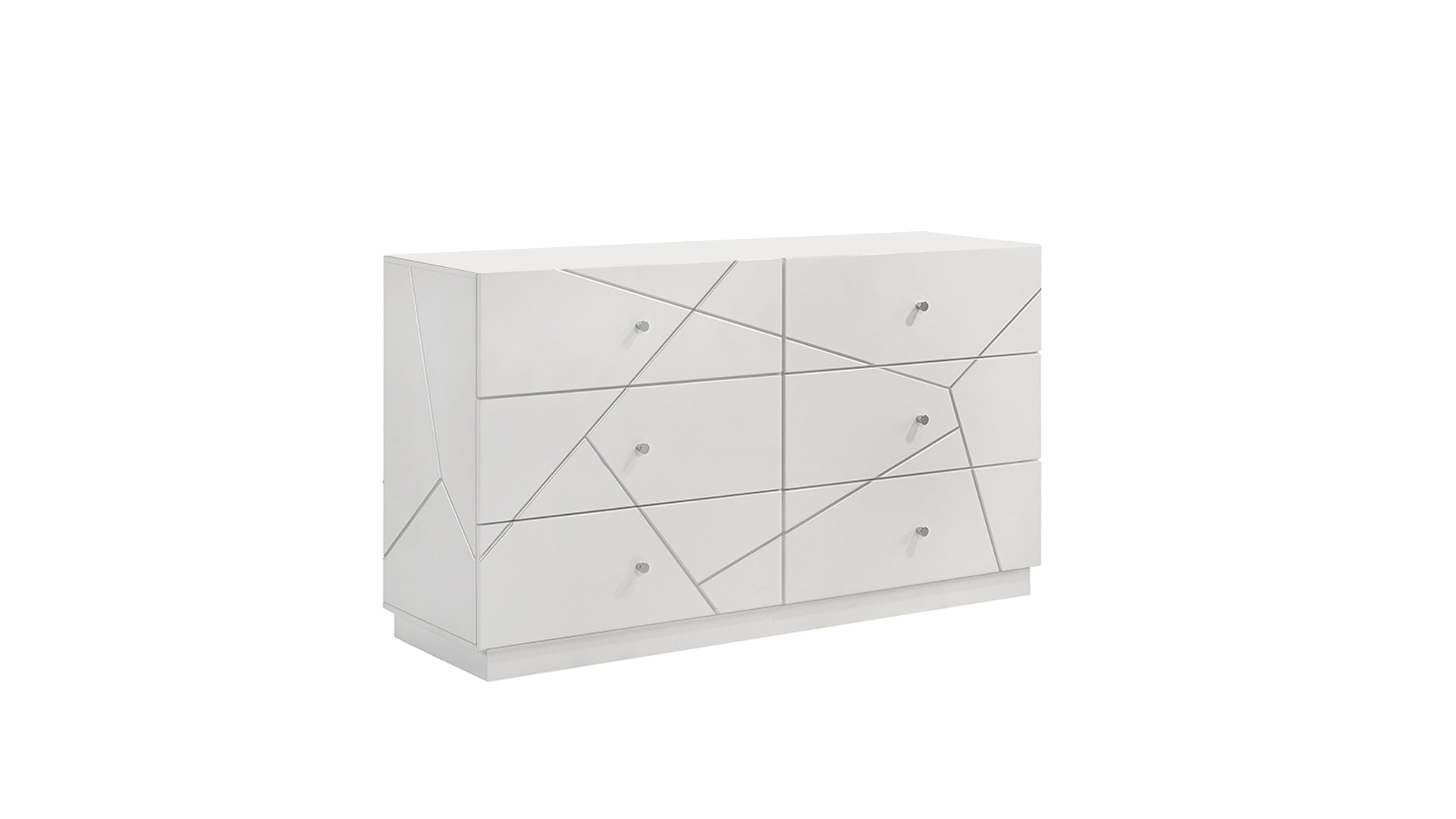 Manhattan Dresser 鈥 Geometric Design with Lacquer Finish & Red Velvet-Lined Drawers for Modern Bedrooms (INCLUDES DRESSER ONLY) White same as G150108682  (NJ inventory)