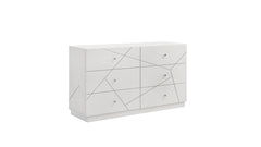 Manhattan Dresser 鈥 Geometric Design with Lacquer Finish & Red Velvet-Lined Drawers for Modern Bedrooms (INCLUDES DRESSER ONLY) White same as G150108682  (NJ inventory)