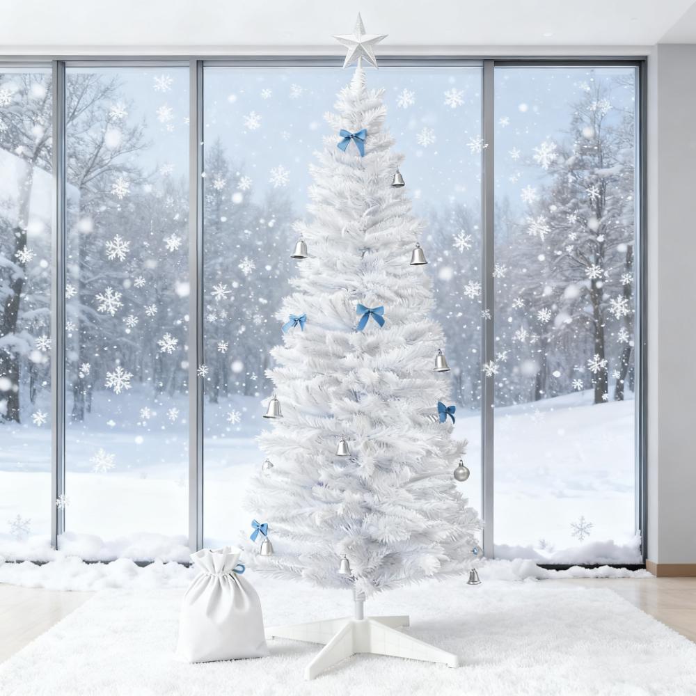 Easy Assembly White Artificial Christmas Tree – Sectioned Design & Detachable Base