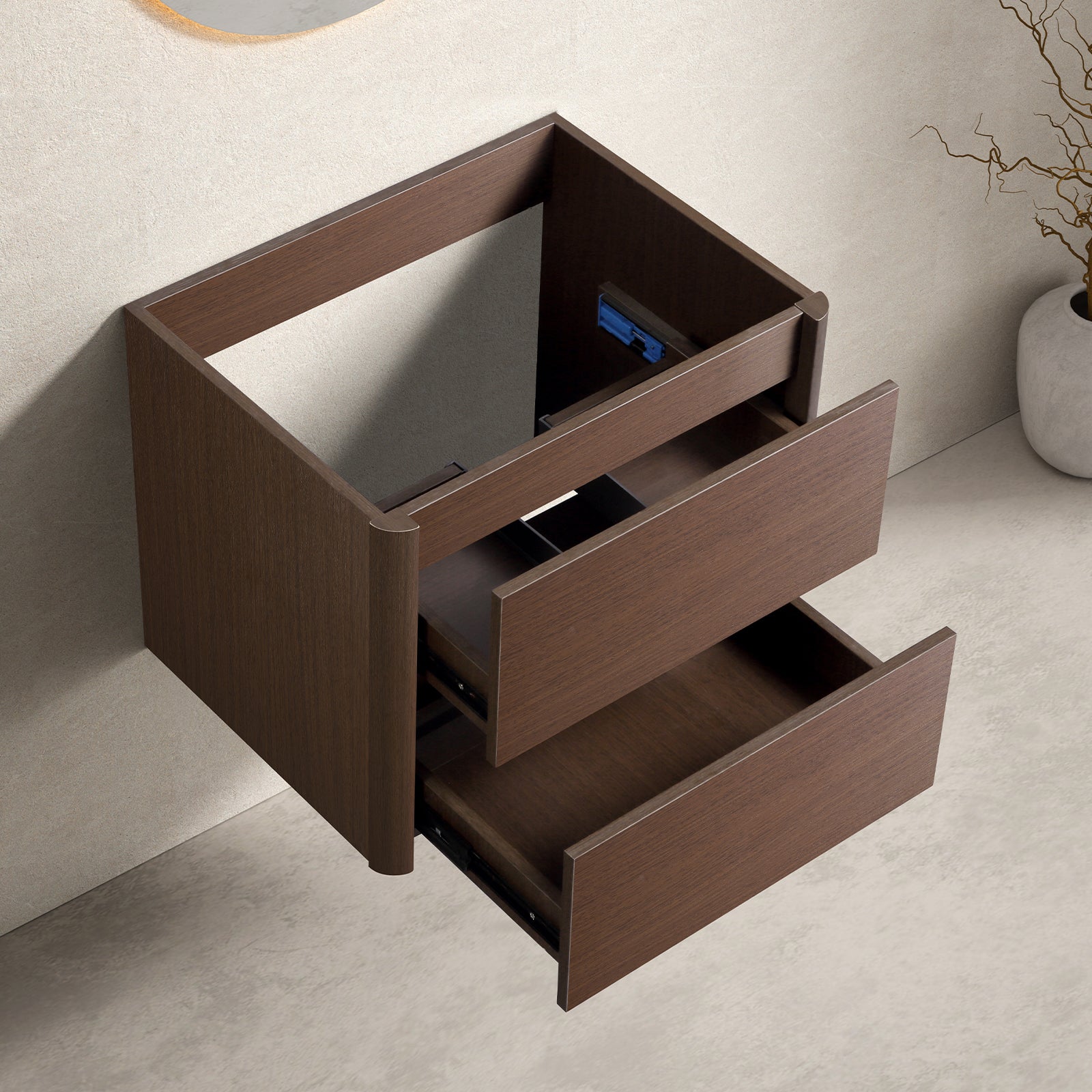 23x18x19 Inch Black Brown Wall-Mounted Bathroom Vanity – Easy to Assemble with Numbered Panels, Soft-Close Drawer, Scratch-Resistant Finish for Modern Bathroom Storage without sink