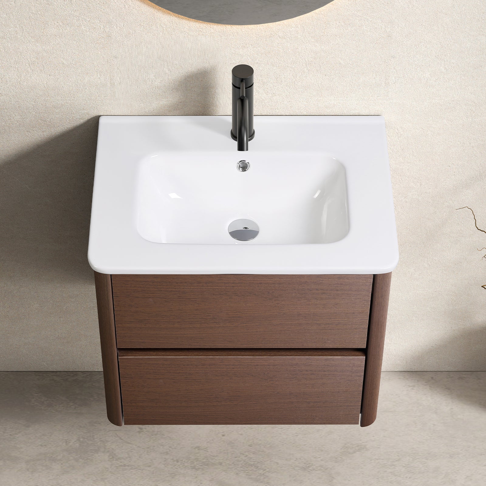 23x18x19 Inch Black Brown Wall-Mounted Bathroom Vanity – Easy to Assemble with Numbered Panels, Soft-Close Drawer, Scratch-Resistant Finish for Modern Bathroom Storage without sink