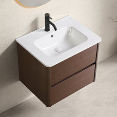 23x18x19 Inch Black Brown Wall-Mounted Bathroom Vanity – Easy to Assemble with Numbered Panels, Soft-Close Drawer, Scratch-Resistant Finish for Modern Bathroom Storage without sink