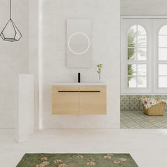 LEVISTAR Oak 36 Inch Bathroom Vanity with resin Countertop Sink,  2 Doors Bathroom Cabinet Set